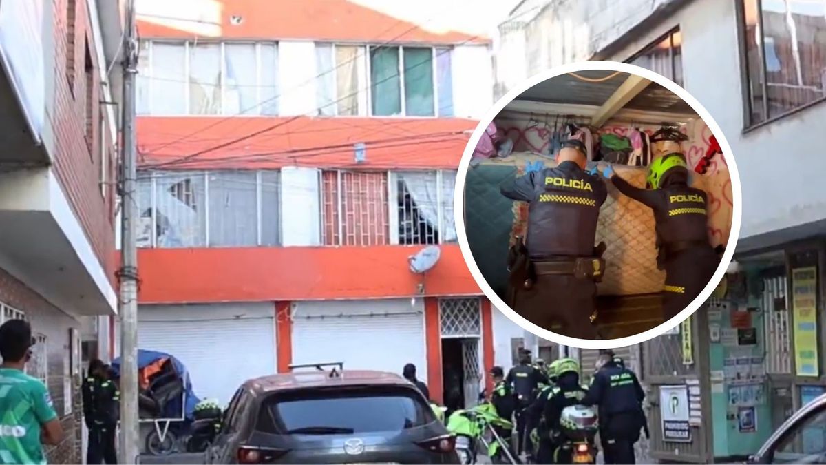 Facha de la Casa del Terror y policías