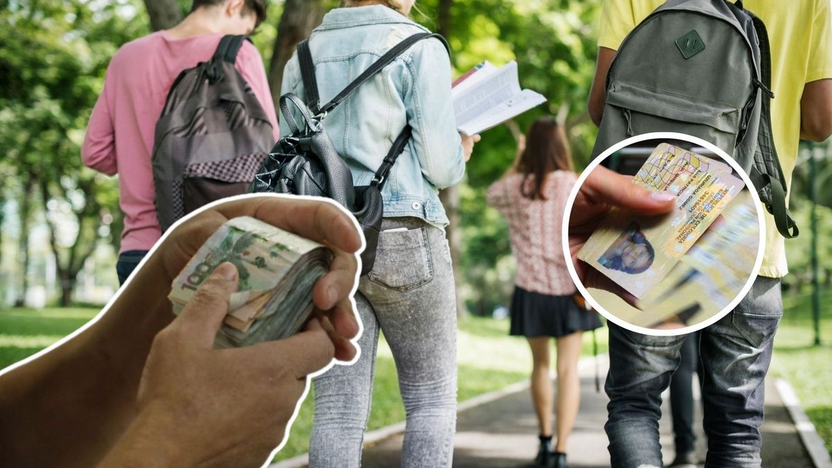 Billetes colombianos, estudiantes y cédulas