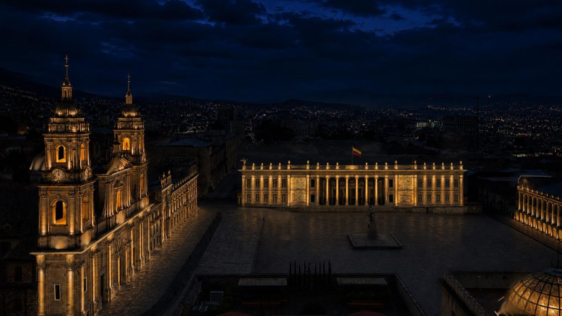 Nueva iluminación de la Plaza de Bolívar en Bogotá