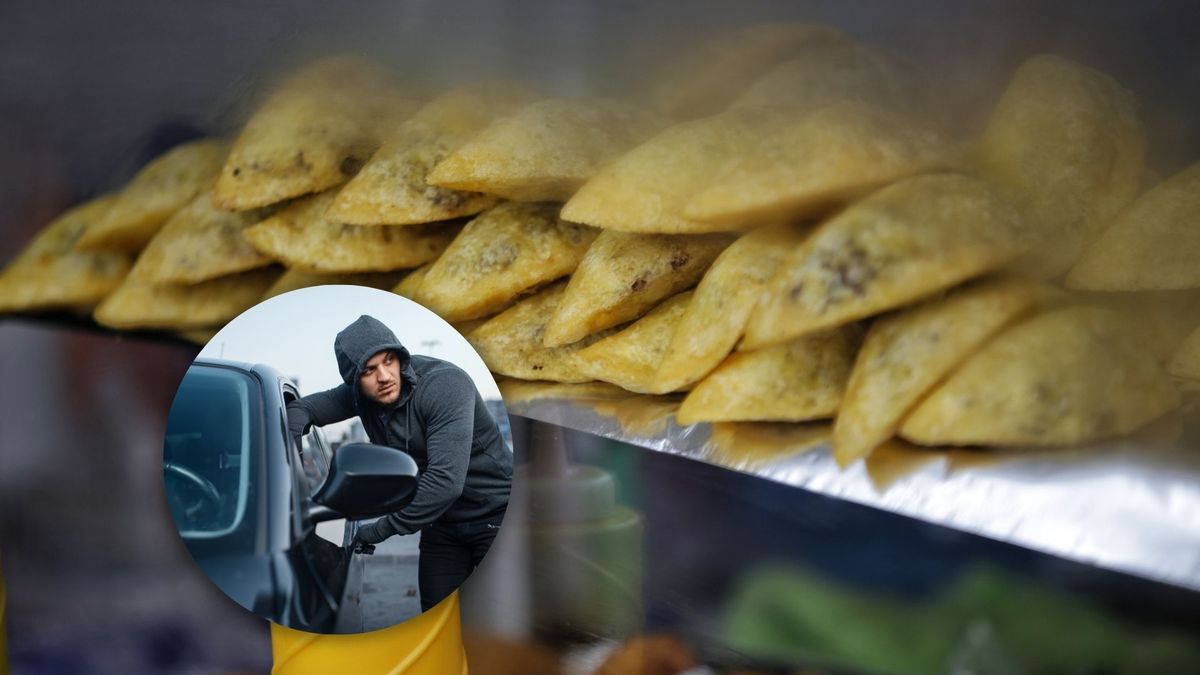 Puesto de empanadas y ladrones de carros