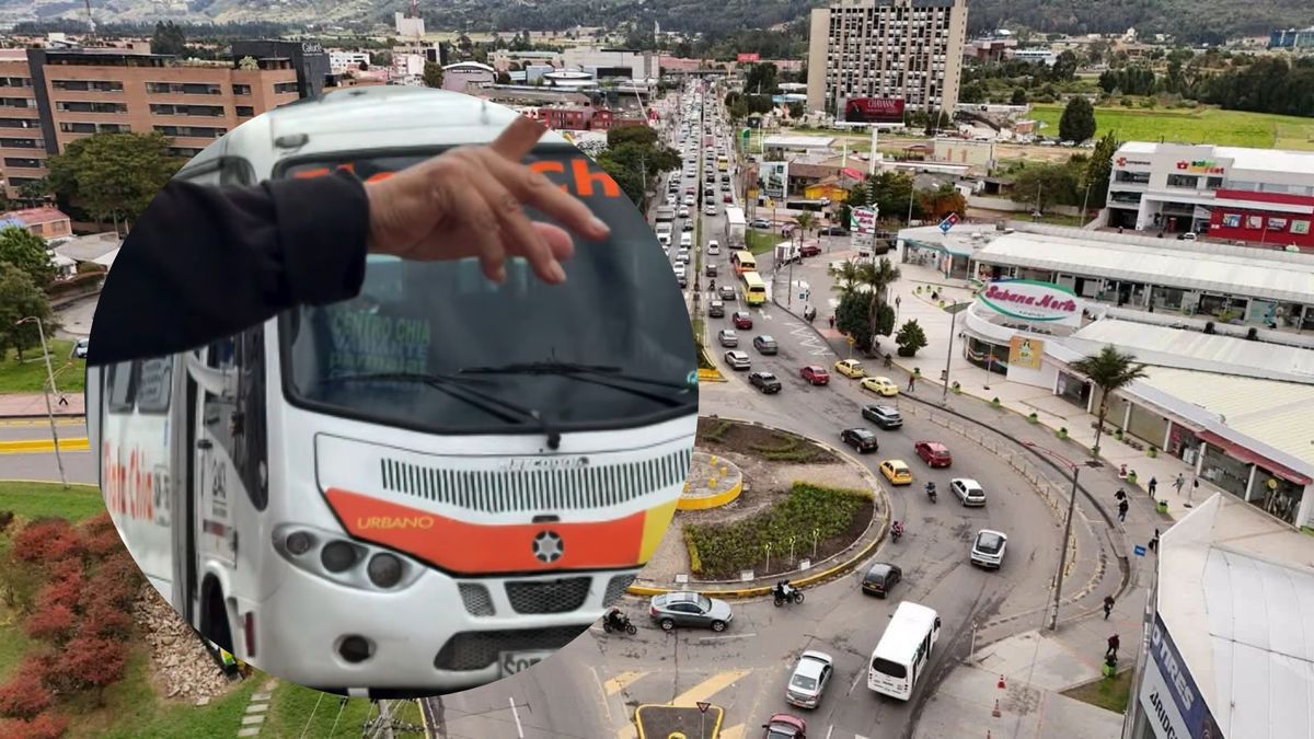 Bus de transporte colectivo urbano circulando en Chía, Cundinamarca