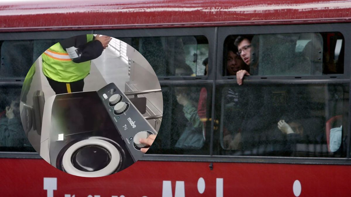 En estación Comuneros de Bogotá, mujer extranjera reclamó a guardas de TransMilenio porque no la dejaron ingresar con una lavadora pequeña