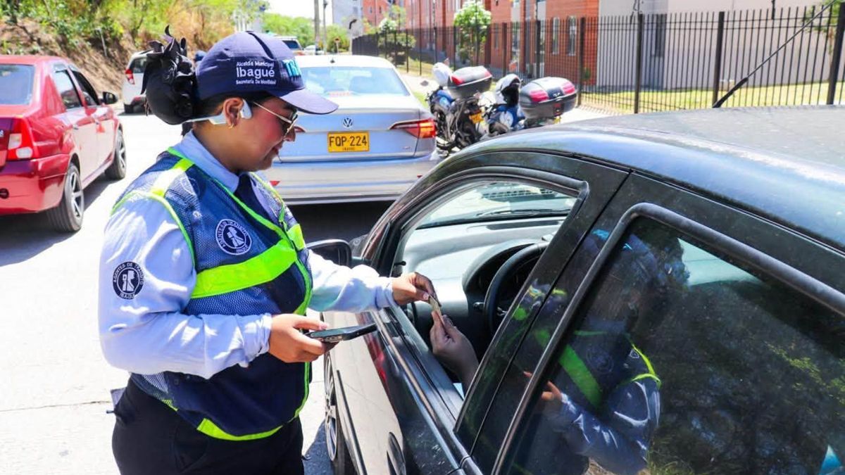 Policía de Tránsito revisando carro