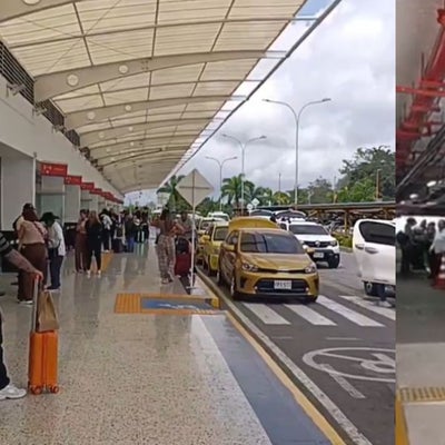 Taxistas protestan en el aeropuerto Palonegro para exigir condiciones justas