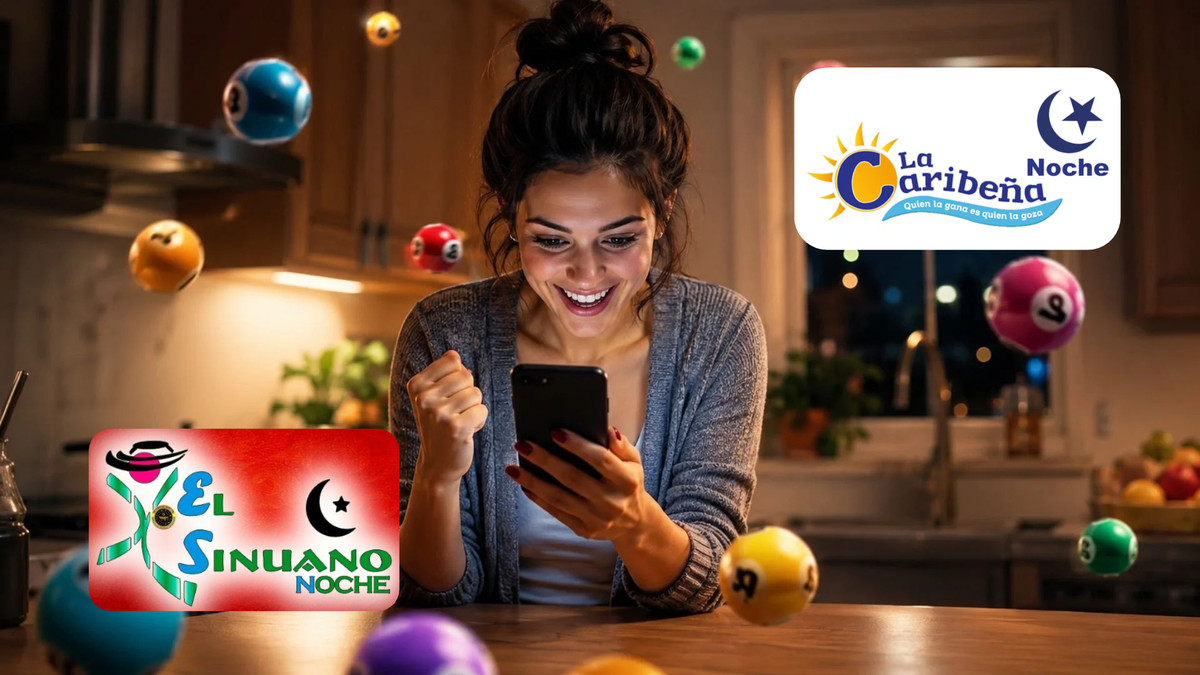 mujer celebrando - logos de El Sinuano Noche y La Caribeña Noche