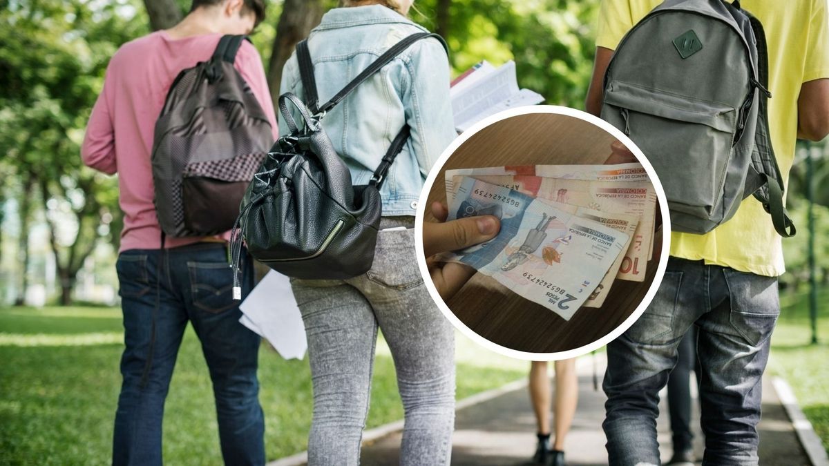 Estudiantes universitarios y billetes colombianos